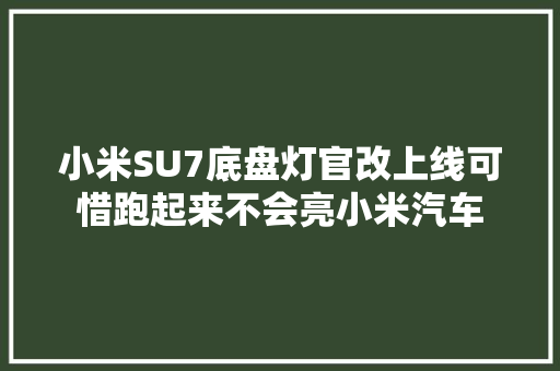 小米SU7底盘灯官改上线可惜跑起来不会亮小米汽车