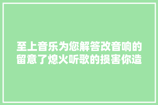 至上音乐为您解答改音响的留意了熄火听歌的损害你造吗