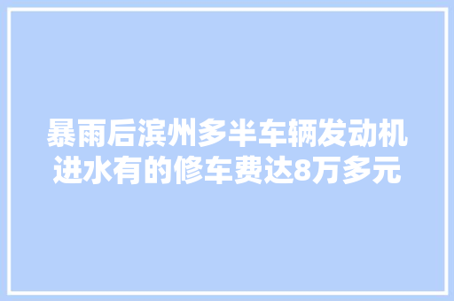 暴雨后滨州多半车辆发动机进水有的修车费达8万多元