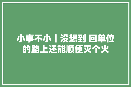 小事不小丨没想到 回单位的路上还能顺便灭个火