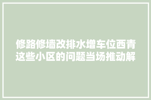 修路修墙改排水增车位西青这些小区的问题当场推动解决
