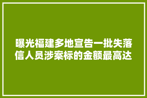 曝光福建多地宣告一批失落信人员涉案标的金额最高达224亿