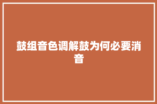 鼓组音色调解鼓为何必要消音