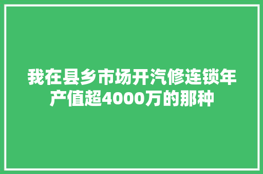 我在县乡市场开汽修连锁年产值超4000万的那种
