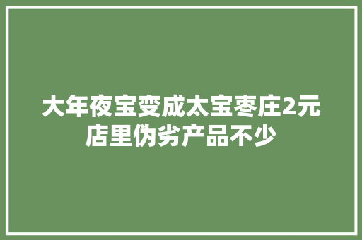 大年夜宝变成太宝枣庄2元店里伪劣产品不少