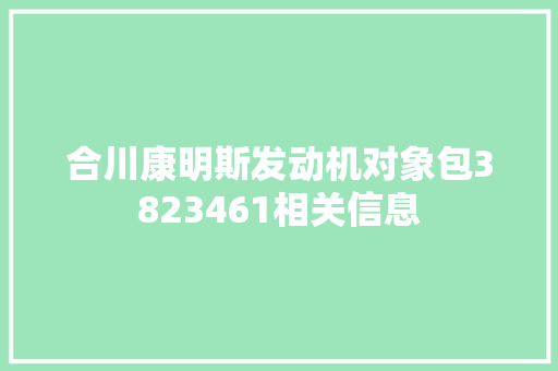 合川康明斯发动机对象包3823461相关信息