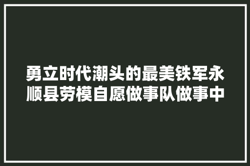 勇立时代潮头的最美铁军永顺县劳模自愿做事队做事中央大年夜局纪实