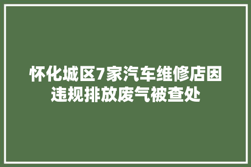 怀化城区7家汽车维修店因违规排放废气被查处