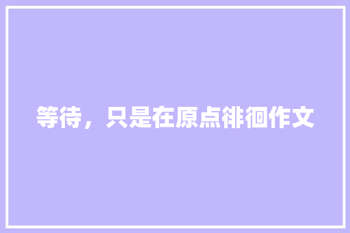 等待，只是在原点徘徊作文