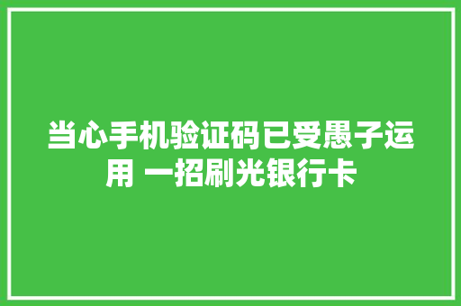 当心手机验证码已受愚子运用 一招刷光银行卡