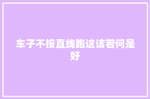 车子不按直线跑这该若何是好