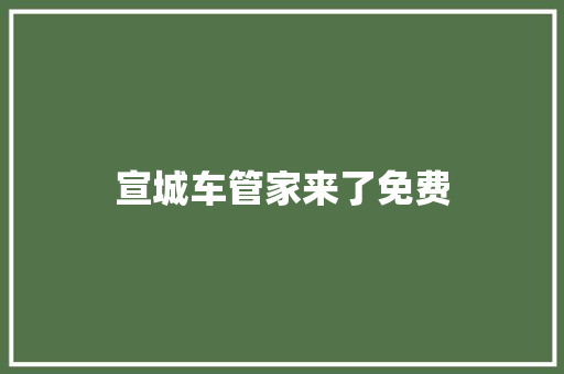 宣城车管家来了免费