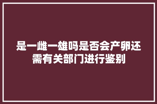 是一雌一雄吗是否会产卵还需有关部门进行鉴别