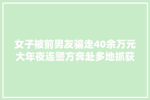 女子被前男友骗走40余万元大年夜连警方奔赴多地抓获杜某