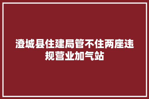 澄城县住建局管不住两座违规营业加气站