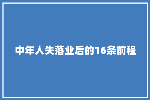 中年人失落业后的16条前程