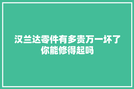 汉兰达零件有多贵万一坏了你能修得起吗