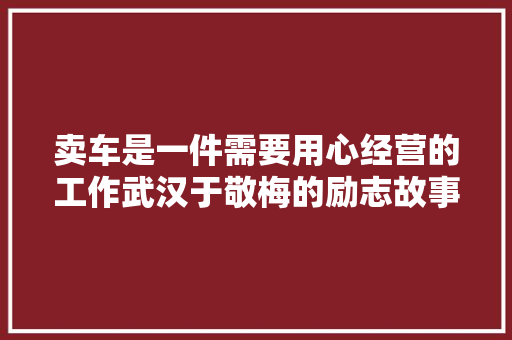 卖车是一件需要用心经营的工作武汉于敬梅的励志故事