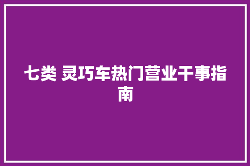 七类 灵巧车热门营业干事指南