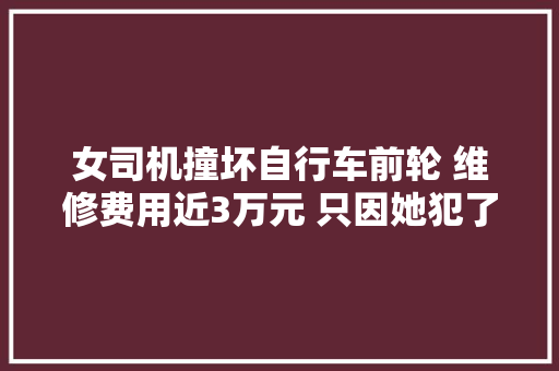 女司机撞坏自行车前轮 维修费用近3万元 只因她犯了一个错