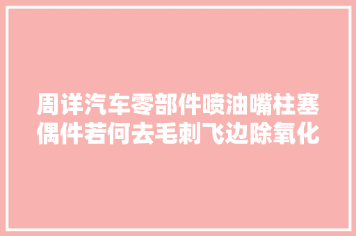 周详汽车零部件喷油嘴柱塞偶件若何去毛刺飞边除氧化皮研磨抛光