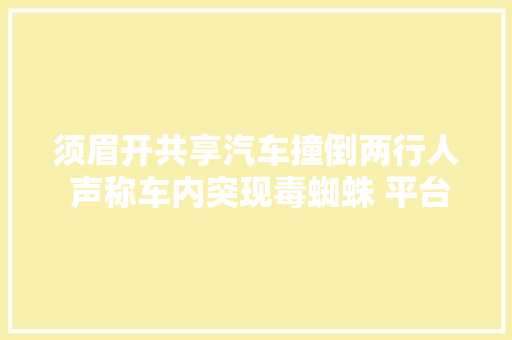 须眉开共享汽车撞倒两行人 声称车内突现毒蜘蛛 平台方无法确认