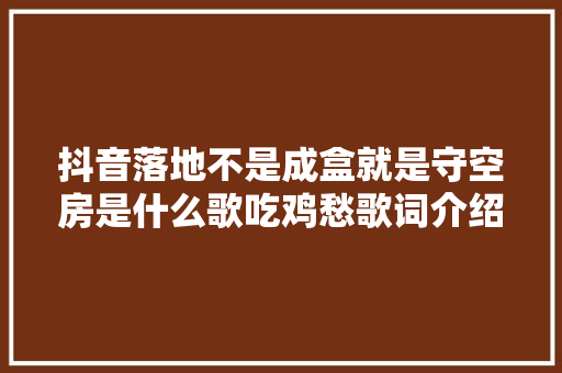 抖音落地不是成盒就是守空房是什么歌吃鸡愁歌词介绍 休闲娱乐