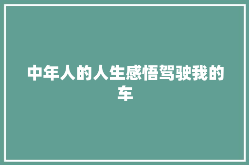 中年人的人生感悟驾驶我的车 汽车知识