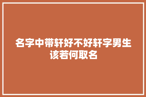 名字中带轩好不好轩字男生该若何取名