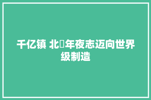 千亿镇 北滘年夜志迈向世界级制造