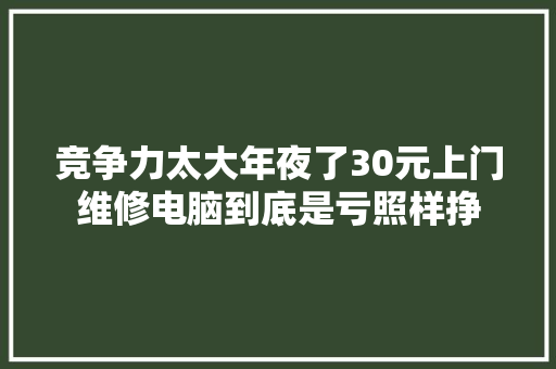 竞争力太大年夜了30元上门维修电脑到底是亏照样挣