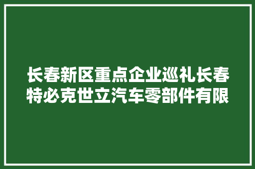 长春新区重点企业巡礼长春特必克世立汽车零部件有限公司死守匠心品格 铸就行业标杆
