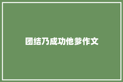 团结乃成功他爹作文