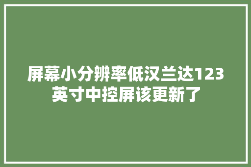 屏幕小分辨率低汉兰达123英寸中控屏该更新了