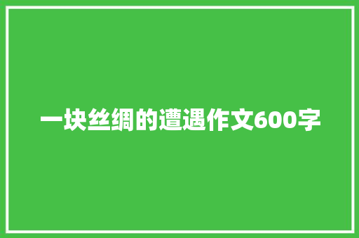 一块丝绸的遭遇作文600字