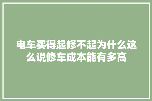 电车买得起修不起为什么这么说修车成本能有多高