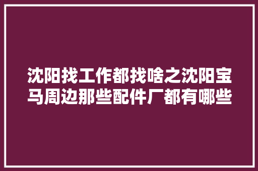 沈阳找工作都找啥之沈阳宝马周边那些配件厂都有哪些 汽车知识