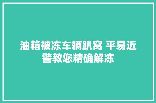 油箱被冻车辆趴窝 平易近警教您精确解冻
