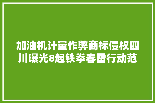 加油机计量作弊商标侵权四川曝光8起铁拳春雷行动范例案例