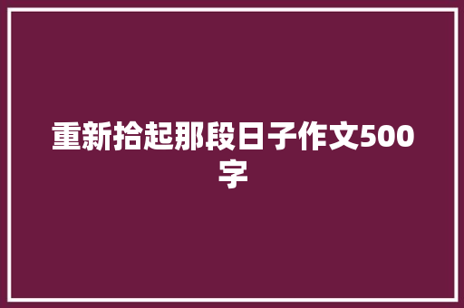 重新拾起那段日子作文500字