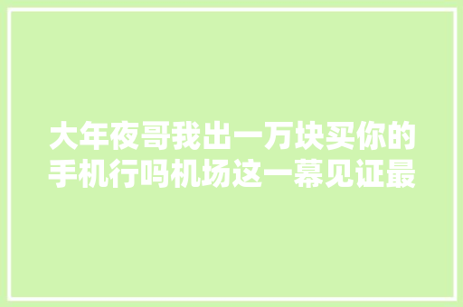 大年夜哥我出一万块买你的手机行吗机场这一幕见证最暖人心