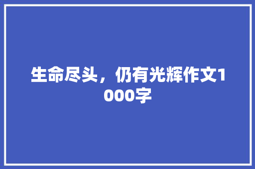 生命尽头，仍有光辉作文1000字
