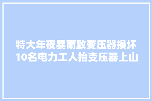 特大年夜暴雨致变压器损坏10名电力工人抬变压器上山抢修