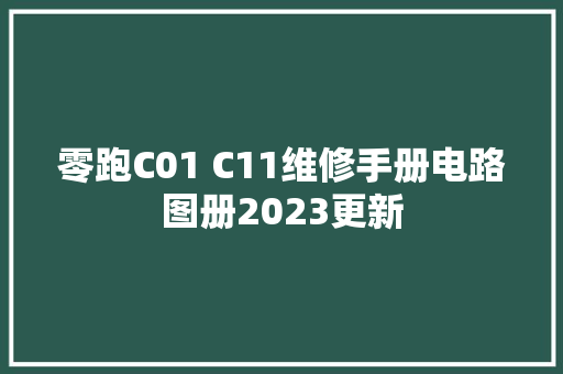零跑C01 C11维修手册电路图册2023更新
