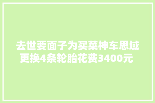 去世要面子为买菜神车思域更换4条轮胎花费3400元 半个月工资没了