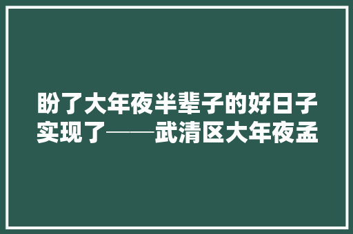 盼了大年夜半辈子的好日子实现了──武清区大年夜孟庄镇三间房村变成幸福村