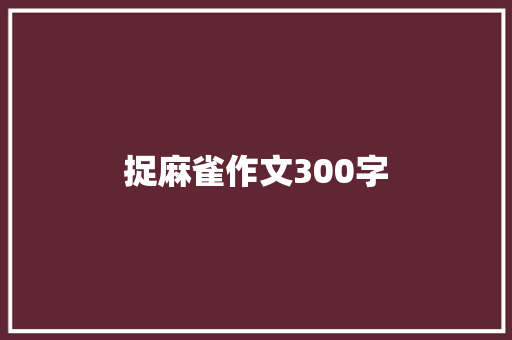 捉麻雀作文300字