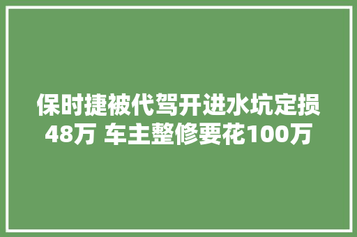 保时捷被代驾开进水坑定损48万 车主整修要花100万