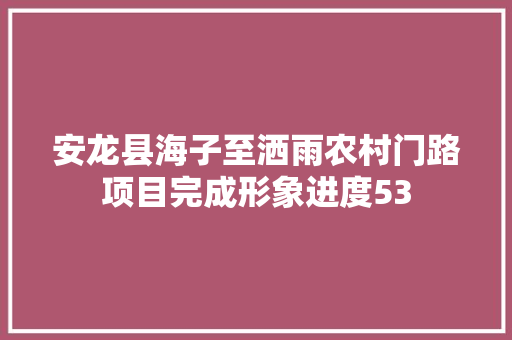 安龙县海子至洒雨农村门路项目完成形象进度53