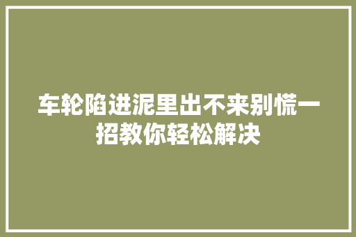 车轮陷进泥里出不来别慌一招教你轻松解决